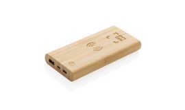 Draadloze bamboe powerbank 8000 mAh