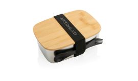 Roestvrijstalen lunchbox met bamboe deksel en spork