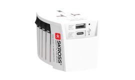 SKROSS MUV 2-polige wereldreisadapter met USB A en C